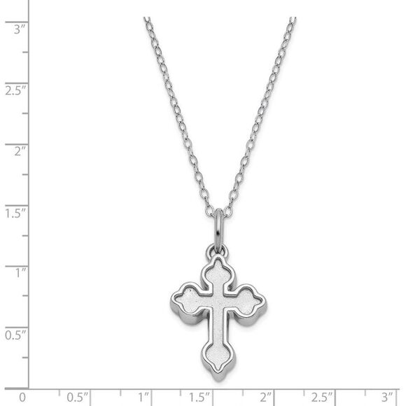 Sterling Silver Welcome Home Matte Cross Ash Holder Necklace, 18 Inch